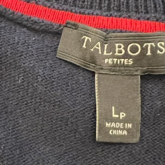Talbots Navy Blue Embroidered Fruit Knit Pullover Sweater Women's Sz Large P - Picture 10 of 11